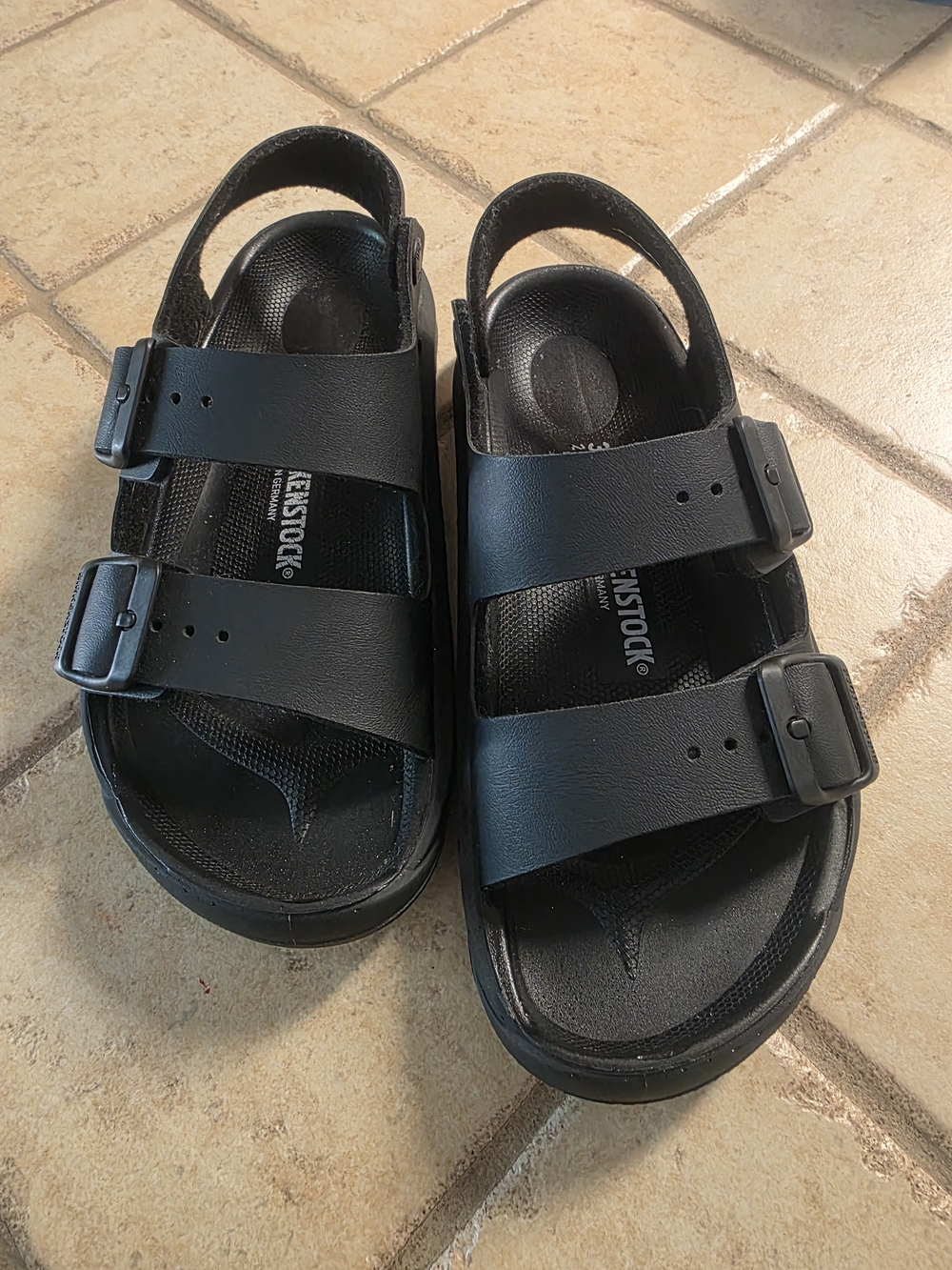 Birkenstock Kids Black Double-Strap EVA Sandals with Heel Strap